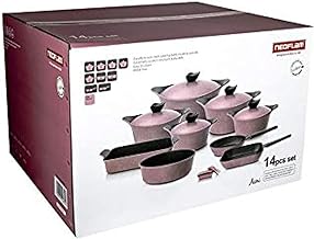 51GIlvhfqtL._AC_UY218_.jpg طقم قدور جرانيت 14 قطعة كوري من نيوفلام، زهري - الصورة 1