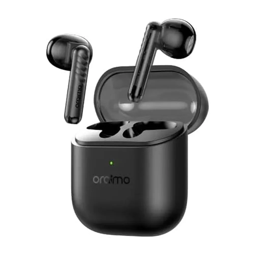 ⁦سماعات اذن فري بودز نيو اي ان سي لاسلكية OTW-330S بلوتوث تي دبليو اس من اورايمو مع تحكم عن طريق التطبيق، وقت تشغيل 50 ساعة، شحن سريع انيفاست، سماعات داخل الاذن مع صوت 360 درجة وسرعة صوت مكانية، اسود⁩ - الصورة ⁦1⁩
